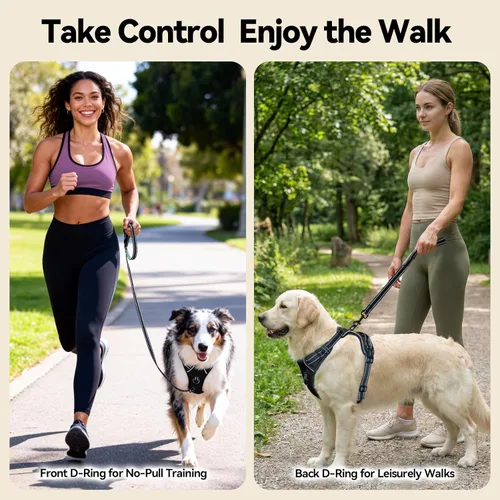 Vista 3 de PHOEPET Arneses para perros sin tirones para cachorros pequeños, chaleco reflectante ajustable con clip frontal con 2 ganchos de fijación de correa