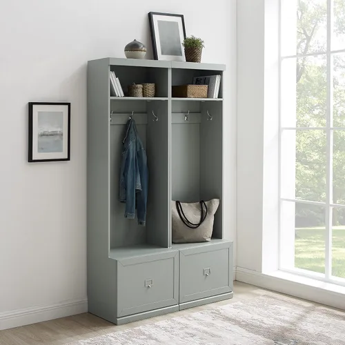 Vista 7 de Crosley Furniture Harper - Juego de entrada de 2 piezas con 2 árboles de pasillo, color gris