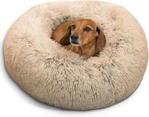 Vista 25 de Best Friends by Sheri - The Original Calming Donut - Cama calmante en forma de dona para perros y gatos - Pelo largo, azul bebé, M, 30 x 30 pulgadas