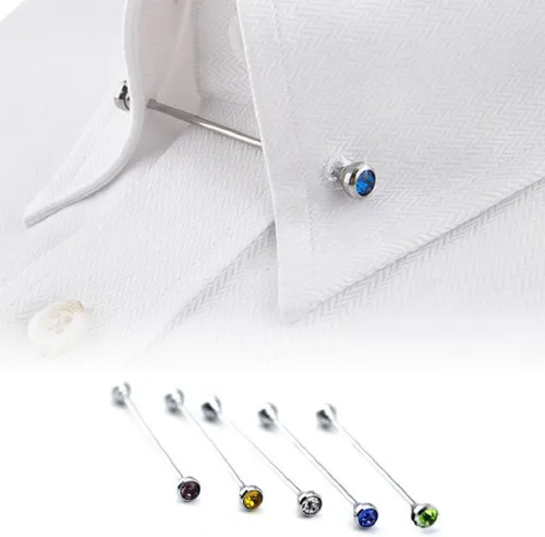 Vista 4 de Gilroy Conjunto de barra de cuello de barra de camisa de traje para hombre, Azul
