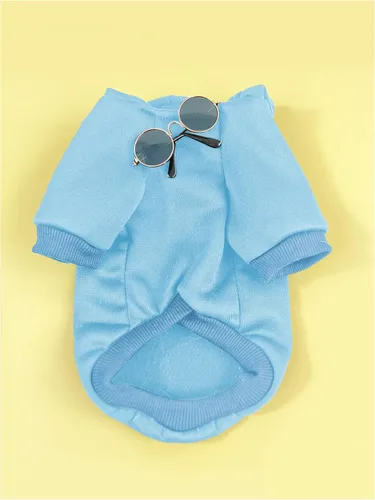 Vista 3 de QWINEE Set de 3 piezas de sudadera con capucha para perro y gato, disfraz para mascotas con collar y gafas de sol, ropa para cachorros, perros