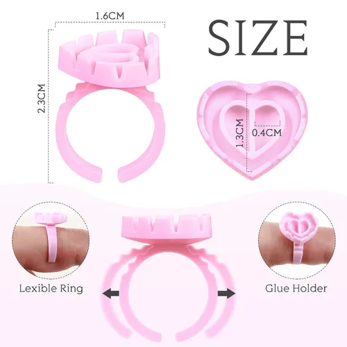 Vista 2 de Yaomiao 500 anillos de pegamento para extensiones de pestañas, desechables, anillos de pegamento para salones de belleza, soporte para vasos