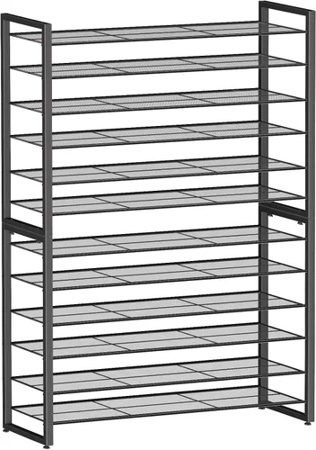 Vista 12 de Simple Trending Zapatero de 8 niveles de gran capacidad para 64 pares, estante alto para zapatos, organizador de zapatos de metal resistente