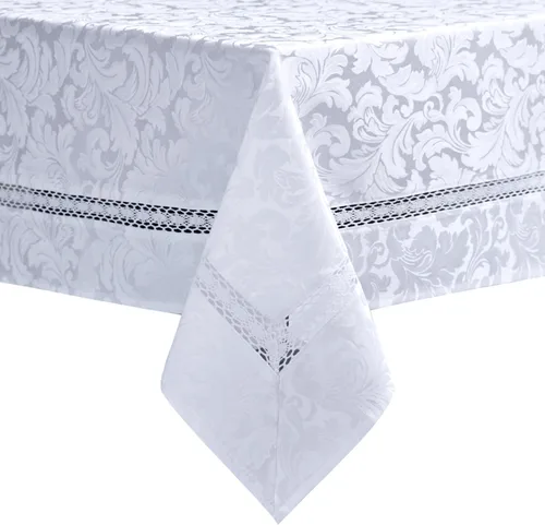 Vista 18 de EHouseHome Mantel de tela resistente con encaje blanco, impermeable, sin arrugas, resistente a las manchas, a prueba de aceite, para comedor