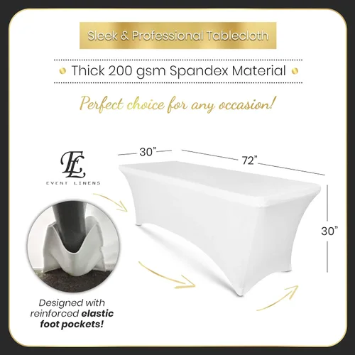 Vista 3 de Luxury Collection - Mantel rectangular de lino de elastano de 6 pies, funda ajustable para mesa plegable de 6 pies, ropa de cama de boda, paños