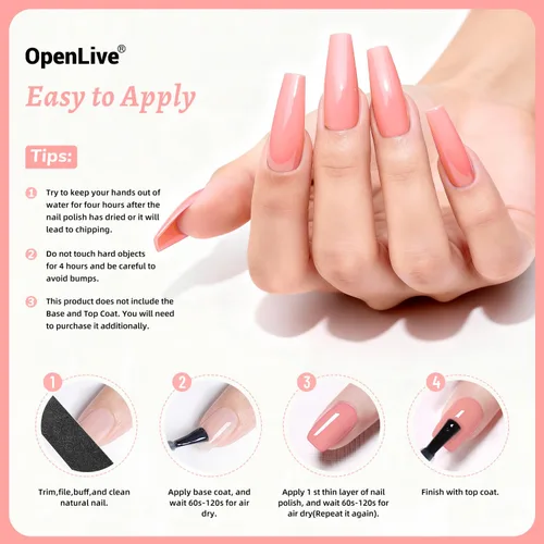 Vista 27 de OpenLive Esmalte de uñas negro de 0.6 fl oz, gran volumen, secado rápido, secado rápido y de larga duración, arte de uñas de color para bricolaje