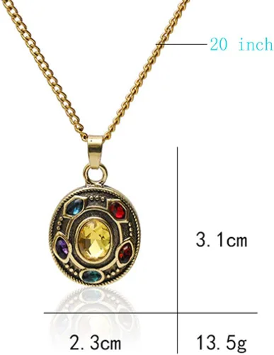 Vista 3 de PILLOBOX Thanos Infinity Guantelete Collar Joyería Colgante Juguetes Regalos Para NiñoNiñaHijoHija Metal
