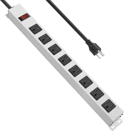 Vista 11 de JUNNUJ Tira de alimentación de metal de 8 tomas, tira de alimentación resistente montable, protector de sobretensión de 1200J con tornillos