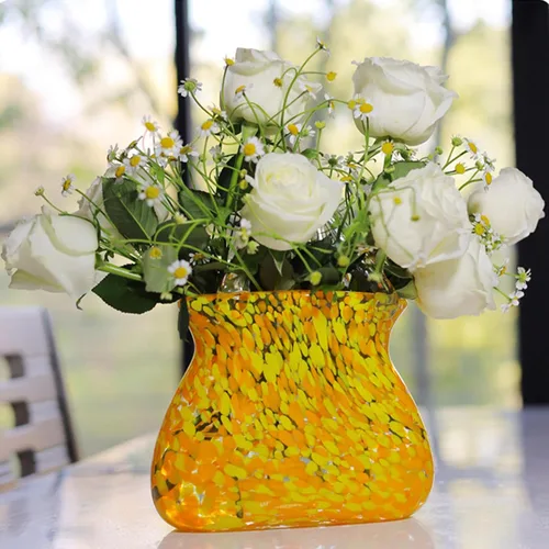 Vista 4 de Glass Purse Vase, Multifunctional Flower Vase Glass Vase Bag Glass Purse, Glass Vase for Home Décor,Living Room,Office,Garden,Wedding,Purple