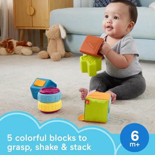 Vista 2 de Fisher-Price Bloques sensoriales de actividad ocupada para bebés y niños pequeños a partir de 6 meses