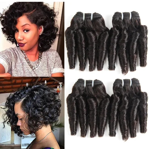 Vista 14 de Molefi Extensiones de cabello humano brasileño Funmi rizado, 4 paquetes de extensiones de cabello humano negro, extensiones de cabello corto rizado