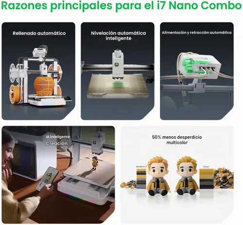 Vista 2 de Creality SPARKX i7 Nano Combo 3D Impresora 3D, multicolor con CFS Nano de alta velocidad preensamblable de autonivelación automática de filamento