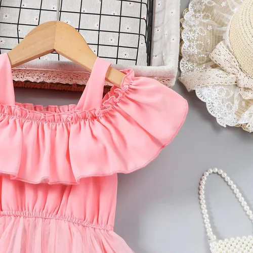 Vista 8 de VINUOKER Vestido de fiesta de princesa para niñas pequeñas, vestido de primavera y verano, vestido de verano con hombros descubiertos, vestido