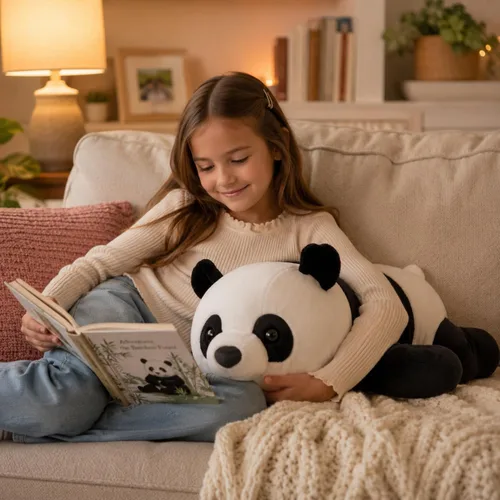 Vista 5 de Almohada de peluche de oso panda gigante de 24" lindo, almohada de cuerpo suave, juguete de animales de peluche de panda grande, regalo para niños