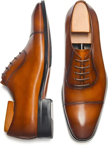 Vista 3 de Zapatos formales Oxford de vestir para hombre Zapatos de negocios de cuero para hombres