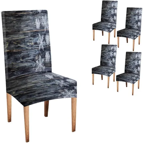 Vista 285 de CAPSCEOLL Christmas Dining Chair Covers,Snowflakes Festive Winter Pattern Stretch Chair Covers for Dining Room Set of 2 Washable Spandex Parson