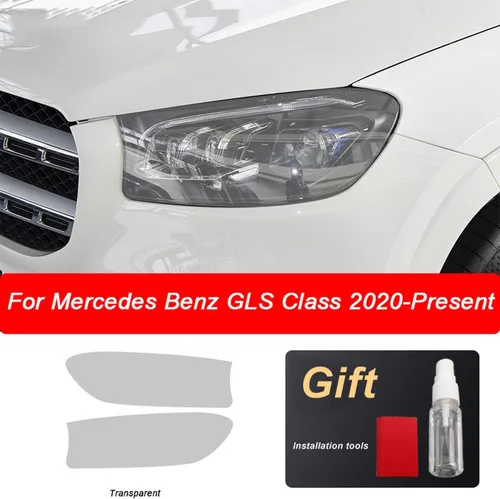Vista 4 de JCAKES Adhesivo transparente de TPU para faros delanteros de automóvil, película protectora negra, para Mercedes Benz GLS Clase X167 2020-actual
