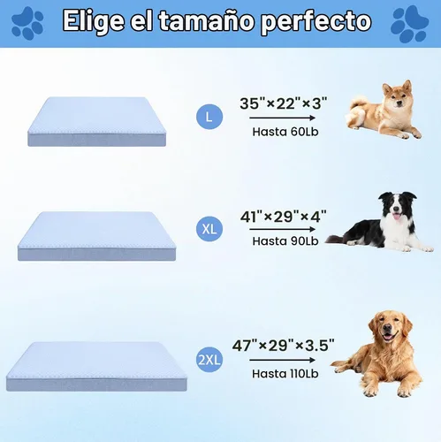 Vista 7 de Cama refrescante para perros grandes, cama ortopédica de espuma viscoelástica para perros con nueva tela de enfriamiento, cama impermeable y lavable