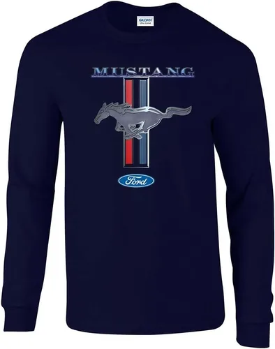 Vista 8 de Ford Mustang Pony & Stripes Ford Motors Car Truck Camiseta de manga larga para hombre, rendimiento de carreras, auto clásico muscular
