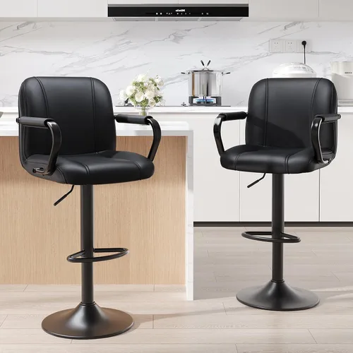 Vista 19 de MALOL Juego de 1 sillas de mostrador beige con respaldo, sillas altas giratorias ajustables para isla de cocina, asientos modernos, taburetes