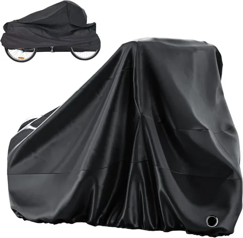 Vista 8 de MOPHOTO Funda de triciclo para adultos para almacenamiento al aire libre, cubierta impermeable para bicicleta para triciclos adultos, fundas Negro