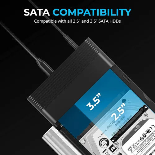 Vista 4 de SABRENT Lay Flat NVMe y SATA HDD/SSD Dock, USB-C 10Gbps (DS-UFNC)