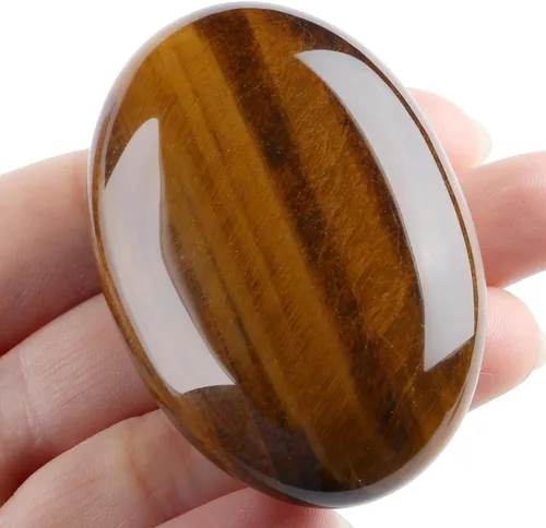 Vista 2 de MAIBAOTA Piedra de Cristal de Ojo de Tigre de 2.4" Pulida para Palma de 0.7" de Grosor Piedra Natural de Reiki Gema Cristales Curativos Piedra