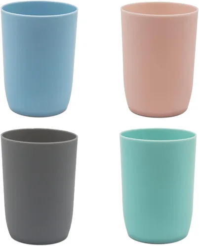 Vista 11 de Topsky Paquete de 4 vasos de baño – Plástico reutilizable para cepillo de dientes, enjuague bucal, cepillado
