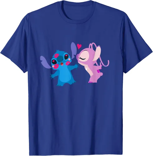 Vista 22 de Disney Stitch and Angel - Camiseta para el día de San Valentín Negro