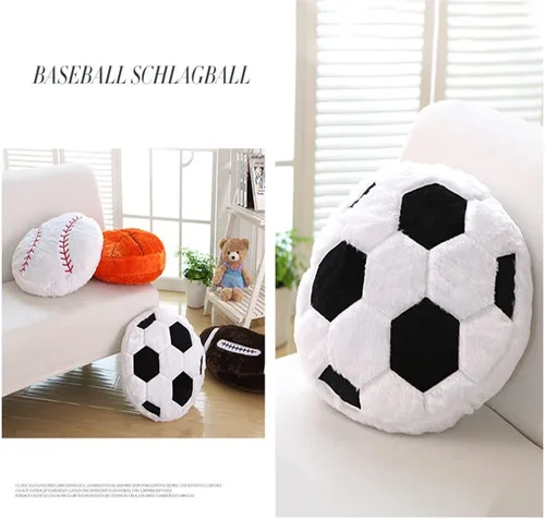 Vista 5 de Almohada de fútbol de 17.7 pulgadas, cojín de peluche suave, juguete deportivo suave y duradero, para decoración de sofá, habitación y cumpleaños