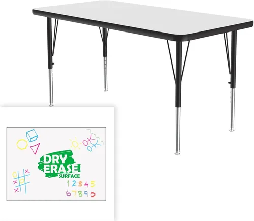 Vista 3 de Correll - Mesa rectangular de 24 x 36 pulgadas, mesa de actividades superior de borrado en seco, altura ajustable (19 a 29), laminado de alta