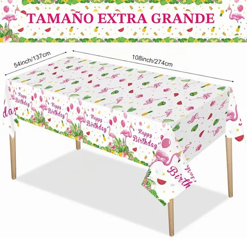 Vista 2 de Irenare - Mantel de flamenco (3 piezas, 54 x 108 pulgadas)