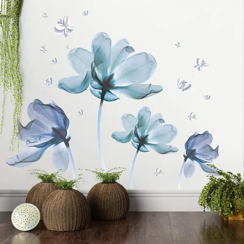 Vista 5 de Amaonm Gaint Creative - Calcomanías de pared extraíbles 3D de flores de Nusery DIY románticas pegatinas de pared florales, decoración artística