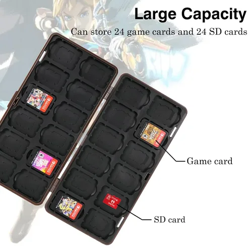 Vista 2 de TIKOdirect Funda para tarjetas de juego compatible con juegos Nintendo Switch, almacenamiento protector plegable con 24 ranuras para tarjetas