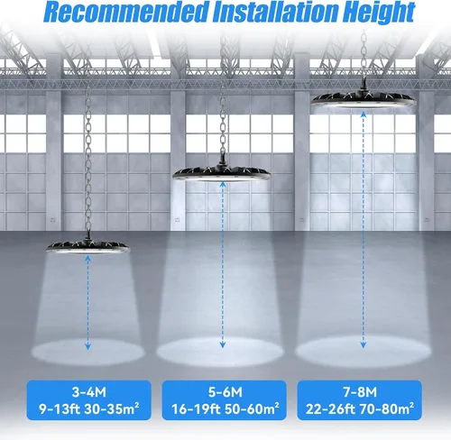 Vista 5 de loyal Luces LED de alta bahía: iluminación comercial regulable UFO 6000K - para almacén, garaje, taller, gimnasio, con cable de enchufe de EE. UU