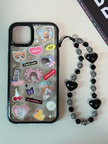 Vista 5 de Drawwind Correa con cuentas para teléfono con pulsera universal, cordón para teléfono celular lindo, pulsera de muñeca con cuentas, cadena de hilo
