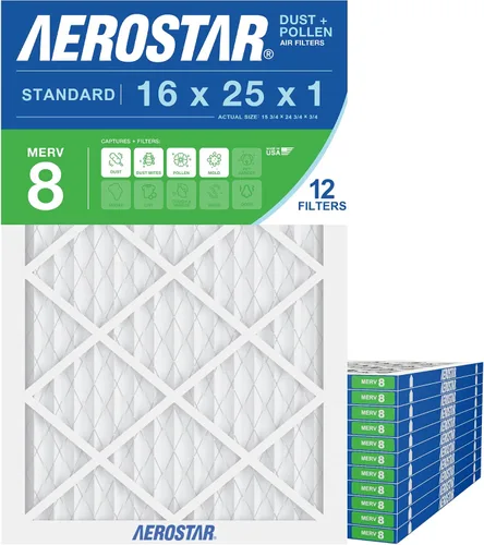 Vista 12 de Aerostar Multi - Filtro de aire de 1 pulgada para aire acondicionado y horno, Blanco Air Conditioner & Heater Replacement, Actual