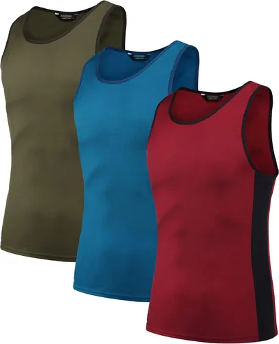 Vista 4 de COOFANDY Camiseta sin mangas de entrenamiento para hombre, paquete de 3 camisetas de secado rápido para gimnasio, entrenamiento, deportes, fitness
