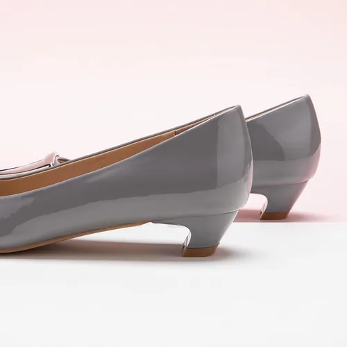 Vista 3 de C.Paravano Zapatos de tacón grueso con punta cerrada para mujer Tacones bajos de cuero Tacones bajos de punta cuadrada Zapatos de tacón de vestir
