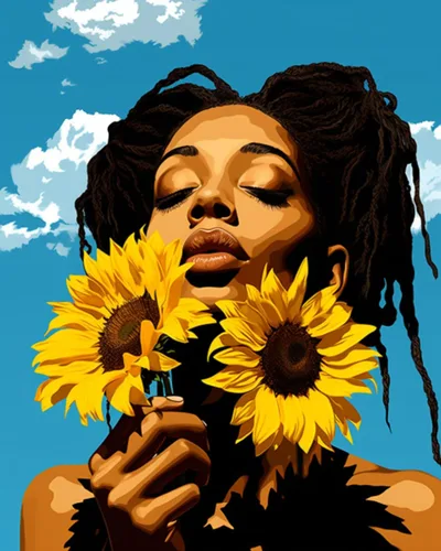 Vista 22 de Pintura por Números Afroamericana DIY Pintura Acrílica Kit de Pintura por Números para Niños Adultos Principiantes Chica Negra de Moda DIY Pintura