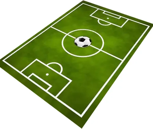 Vista 10 de Alfombra de campo de fútbol infantil de 2 x 3 pies para dormitorio de niños, alfombra de campo de fútbol verde antideslizante, alfombra