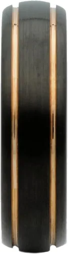 Vista 3 de Anillo de carburo de tungsteno chapado en oro rosa y negro de 0.236 in