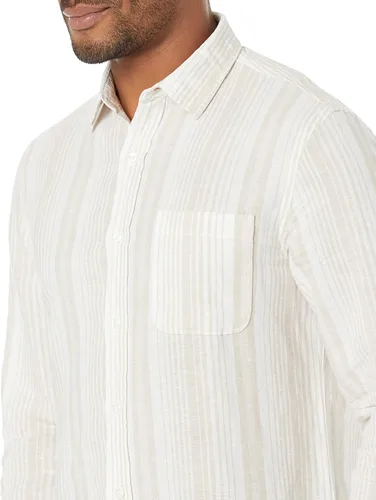 Vista 4 de Tienda Essentials Camisa de algodón de lino de manga larga ajustada para hombre