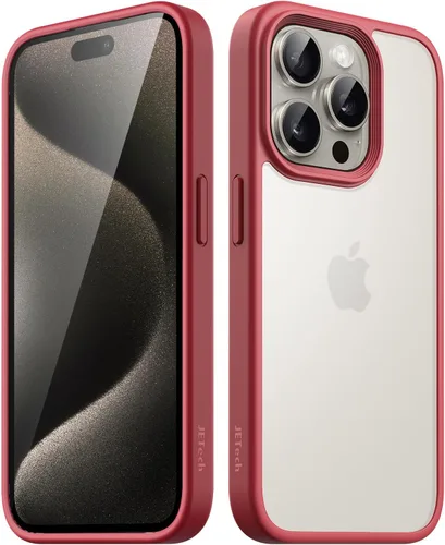 Vista 7 de JETech Funda mate para iPhone 15 Pro de 6.1 pulgadas, a prueba de golpes, protección contra caídas de grado militar, cubierta trasera translúcida