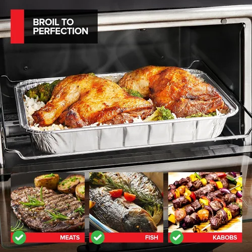 Vista 5 de Stock Your Home Paquete de 25 mini sartenes para horno tostador, porción individual, para uso personal y dormitorios, 8.5 x 6 pulgadas, ideal