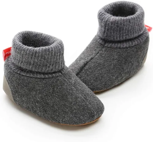 Vista 3 de BENHERO Botines de forro polar para bebés y niñas, para invierno, recién nacidos, antideslizantes, suela suave, calcetines de invierno, zapatos