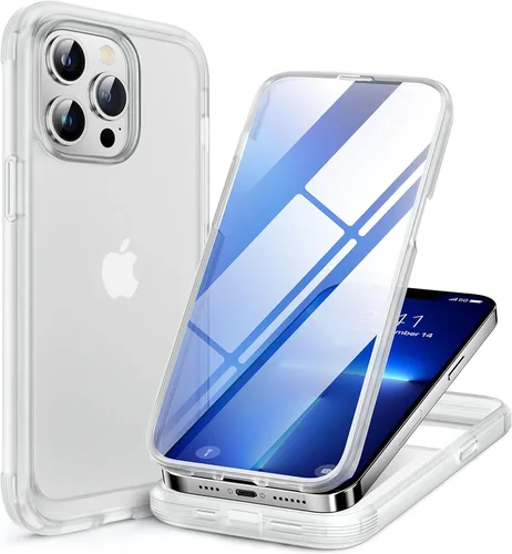 Vista 108 de Miracase - Funda magnética para iPhone 13 Pro Max de 6.7 pulgadas (compatible con MagSafe), transparente, completo, protector de pantalla de vidrio