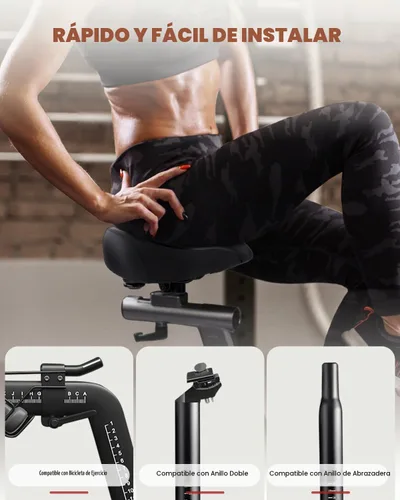 Vista 6 de Asiento de bicicleta de gran tamaño, asiento de bicicleta ancho para comodidad de mujeres y hombres, sillín de bicicleta universal impermeable