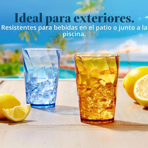 Vista 7 de Vasos US Acrylic Optix Mini, de plástico, reutilizables, aptos para lavavajillas (juego de 8) Tazas de jugo de 8oz en colores de tono de joya