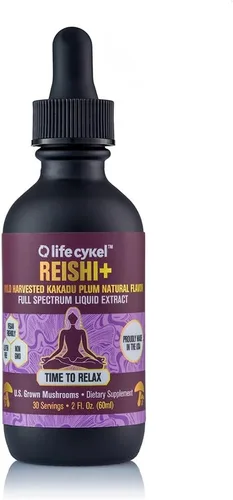 Vista 8 de Life Cykel - Extracto de hongo Reishi con ciruela Kakadu silvestre - Potente suplemento de apoyo inmunológico y del sueño, gotas de hongos